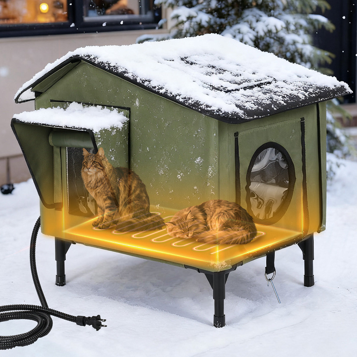 Toocapro Heated Cat House Outdoor, Waterproof Large Insulated