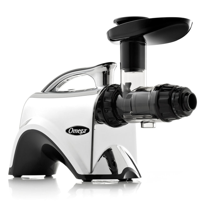 Omega Cold Press Premium Low-Speed Horizontal Juicer With Nutrition System, In Silver, Chrome