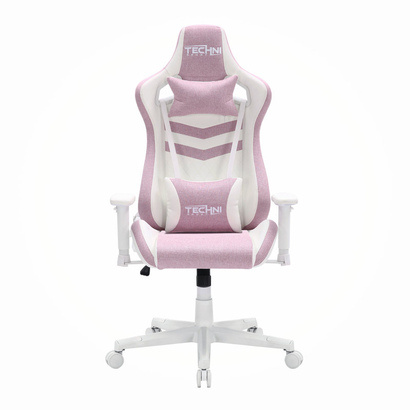 Techni Sport Pink and White Ergonomic Gaming Chair with Memory Foam