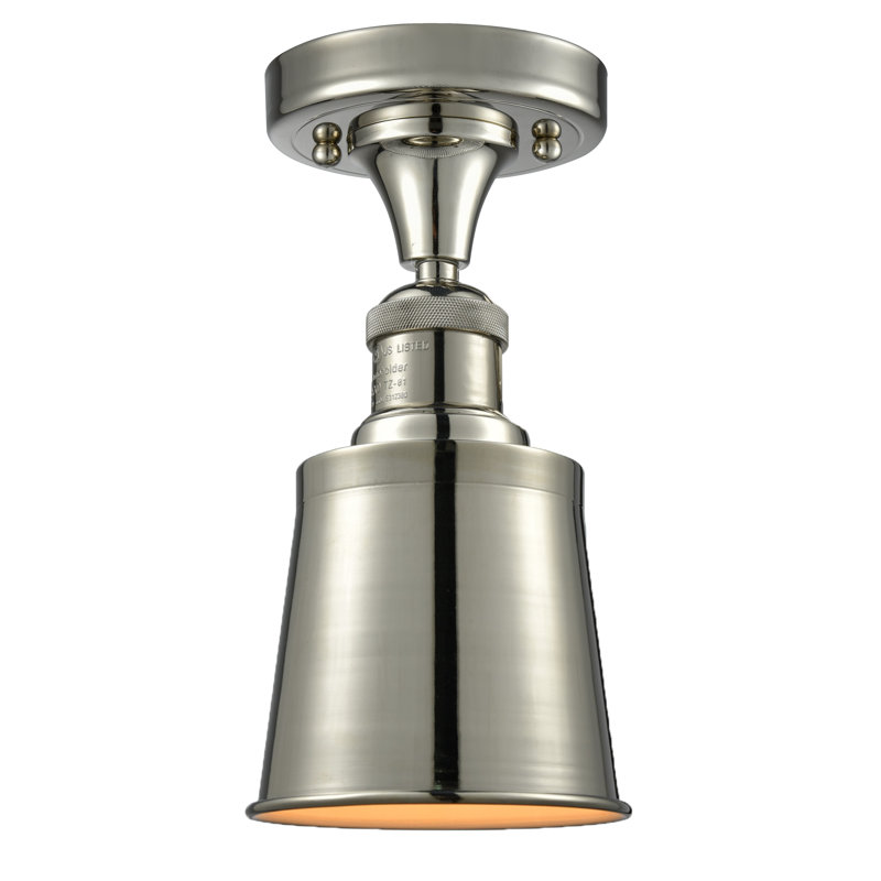 Plafonnier semi-encastré à 1 lumière 5,25 po Arline, Nickel poli, Nickel poli, Ampoule DEL 6 watts Vinage