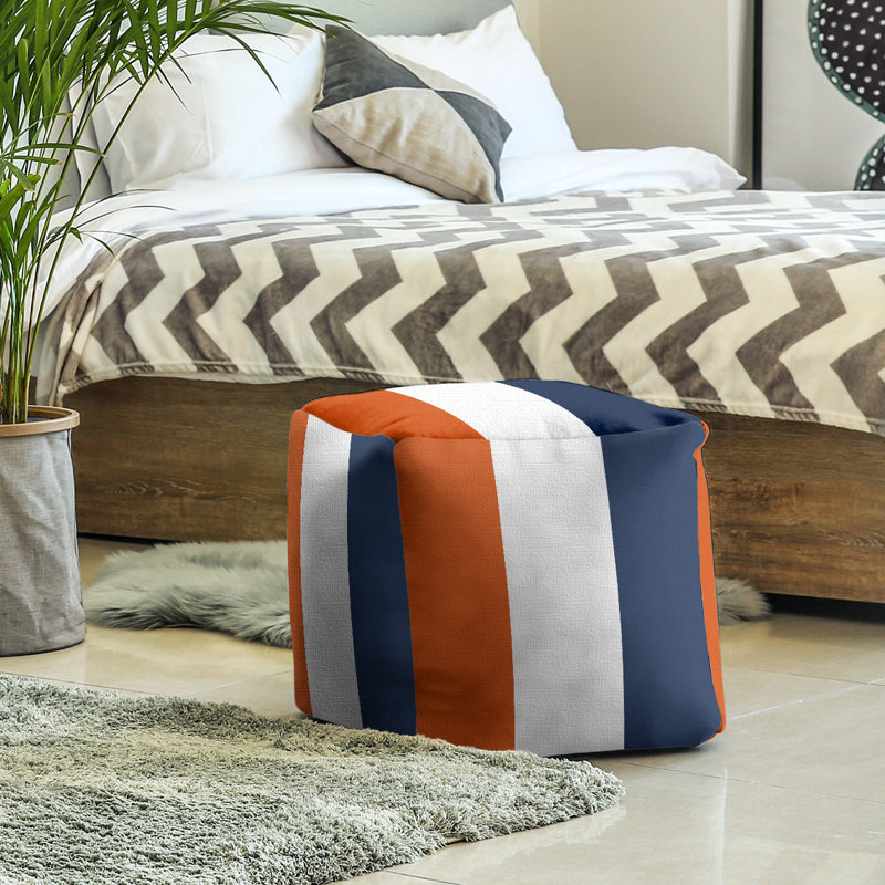Repose-pieds à cubes à rayures syracuse, Orange/White/Navy