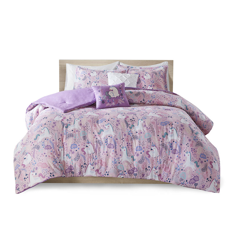 Ensemble d'édredon en coton , Édredon double / grand, 2 taies décoratives et 2, Rose