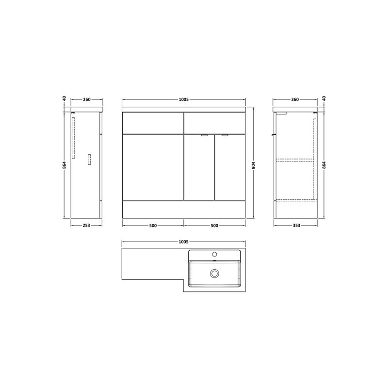 Single Bathroom Vanity with Drop In Polymarble Basin