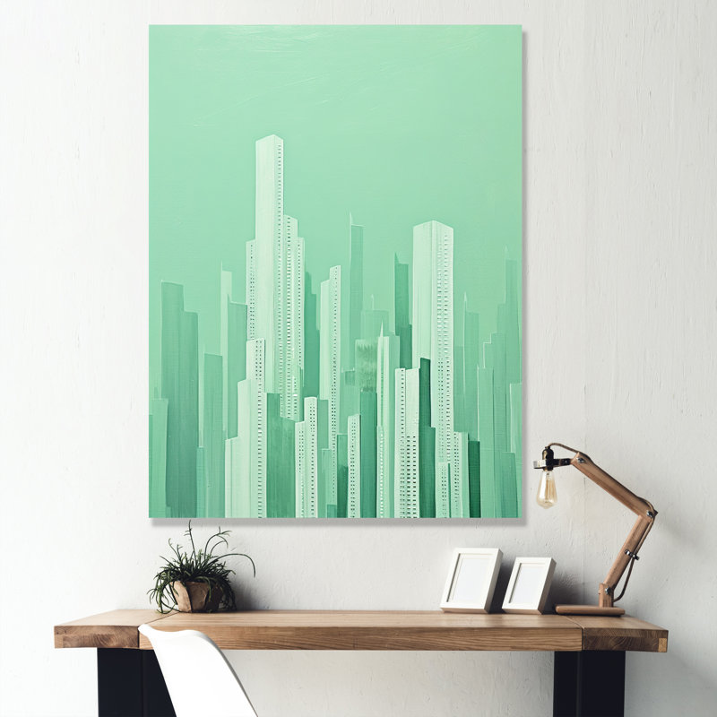 Édifice de gratte-ciel Mint, Toile tendue, H 32 po x l 16 po x P 1 po