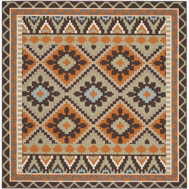 Northpoint Performance Oriental Indoor/Outdoor Area Rug, Square 6'7"