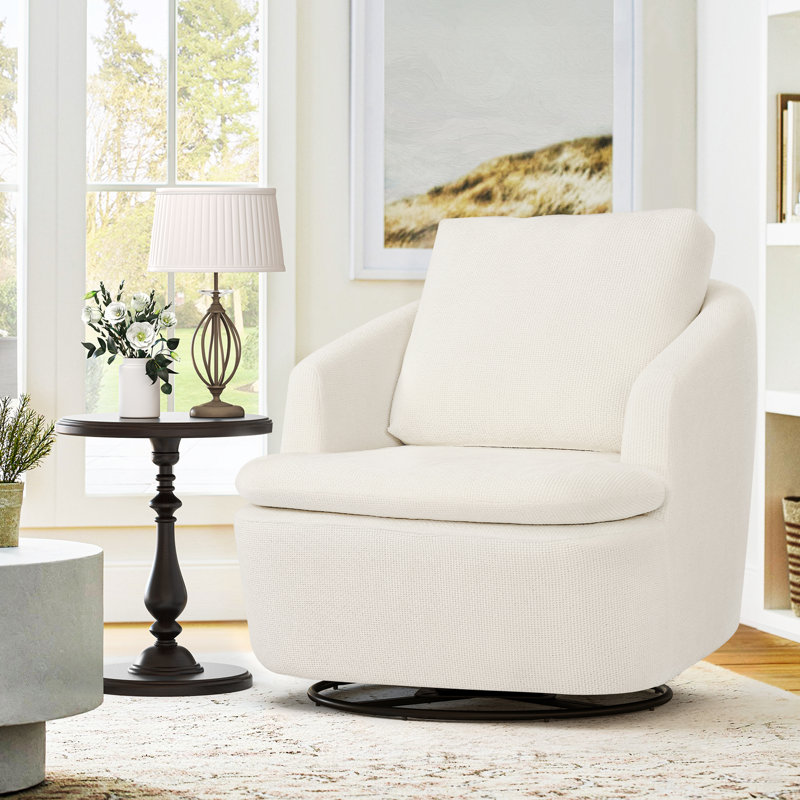 Fauteuil oscillant pivotant Arthur, Chenille ivoire