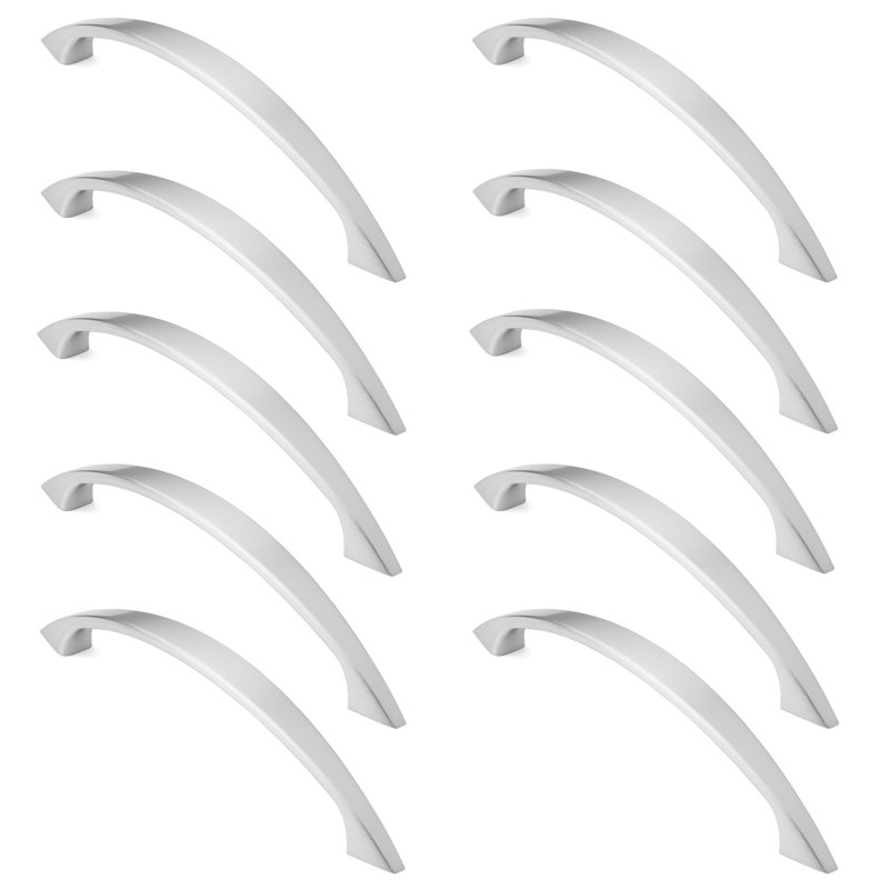 Brushed Nickel Curved Cabinet Bar Pulls with Mounting Hardware