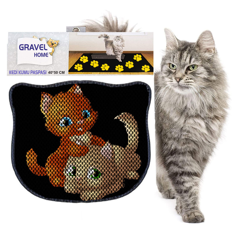 Tapis de litière durable pour chat, 15,7 po x 19,7 po | 50% PVC / 50% polyester, lavable à la machine et passer l'aspirateur | Parfait pour un nettoyage facile, conception antidérapante pour garder votre maison propre et fraîche, idéal pour les propriétaires d'animaux de compagnie