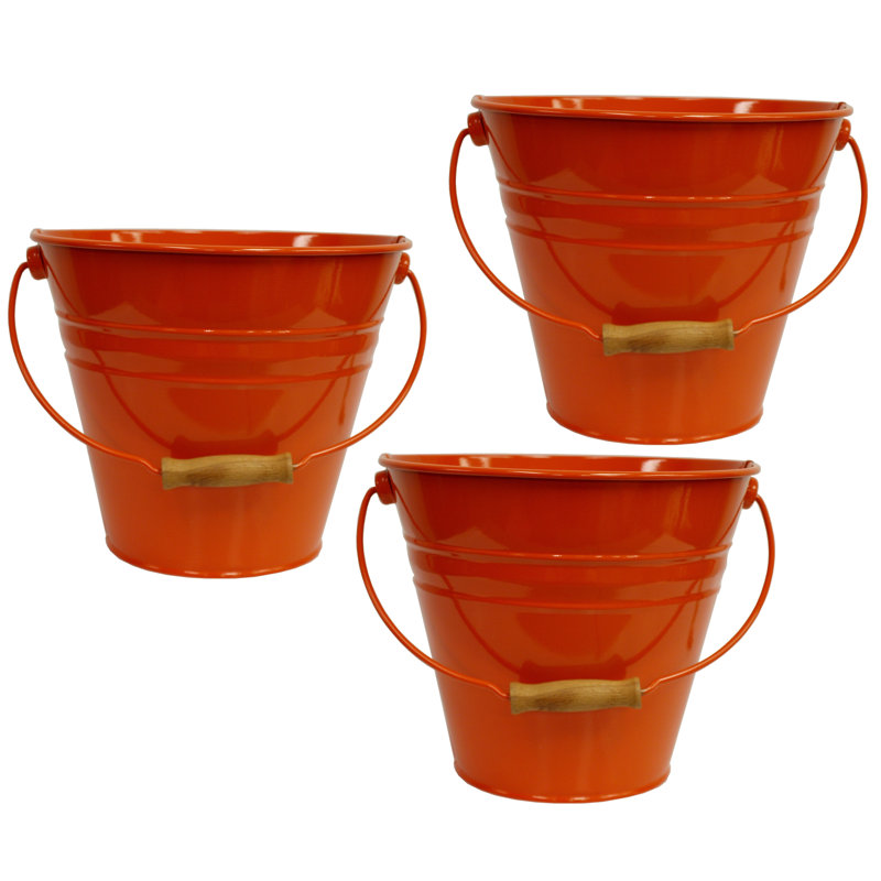 Handmade Metal Pot Planter, Tangerine, 3