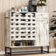 Console de bar rustique vintage de 113 cm avec portes et tiroir pour salon, cuisine - Meuble de rangement pour ustensiles de cuisine, étagères ouvertes pour chambre, blanc vieilli, grande durabilité