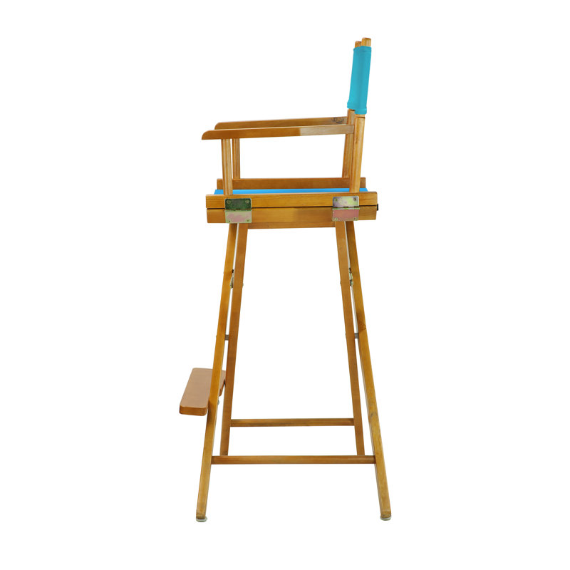 30" Folding Director Chair with Canvas, Honey Oak, Turquoise