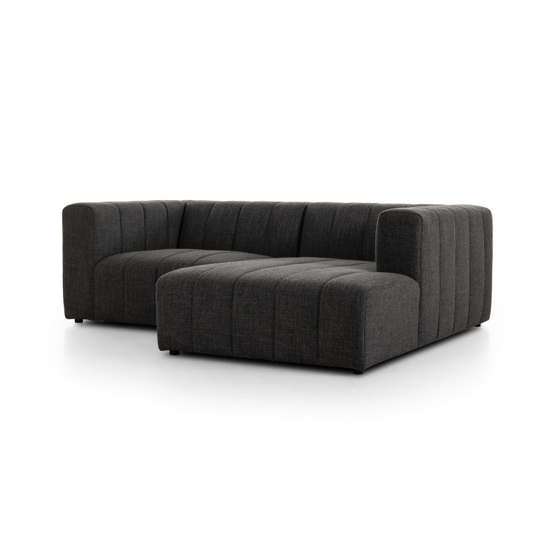 Grayson 88" Left Hand Facing Modular Sectional, Right Hand Facing, Saxon Charcoal Polyester