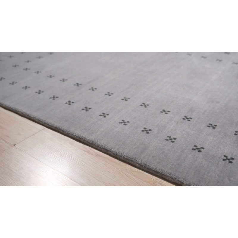 Handmade Gray Wool Rectangular Area Rug, 3' x 5'