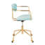 Chaise de bureau contemporaine en métal doré et velours bleu clair