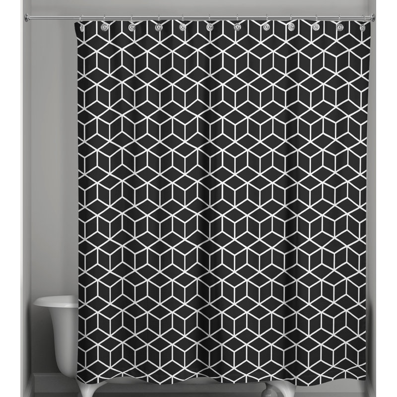 Rideau de douche simple Bakstran, Noir / Blanc