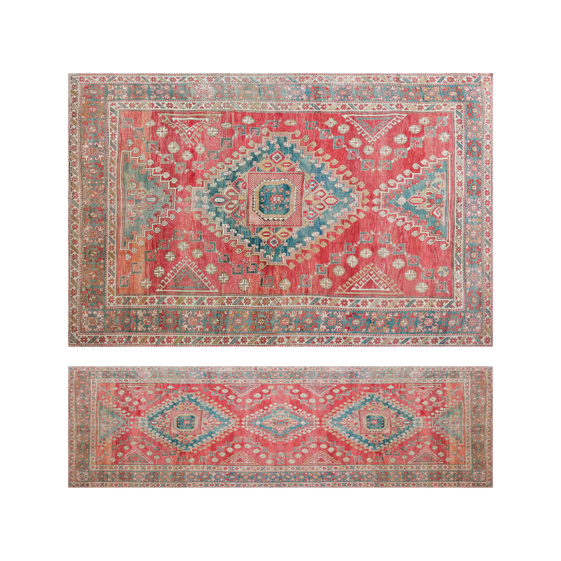 Stylish Non-Woven Thin Type Printed Rug Featuring Intricate Geometric Pattern for a Sophisticated Home Decor Update