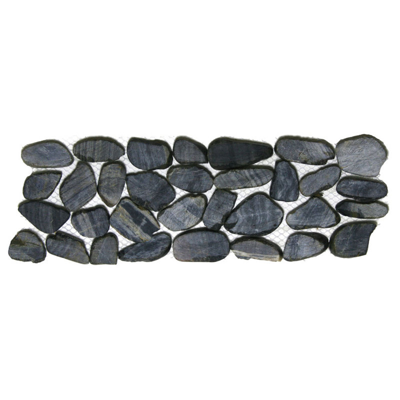 Carreau de pierre naturelle Listello Tigris en pierre multicolore pour planchers - 4 po x 12 po