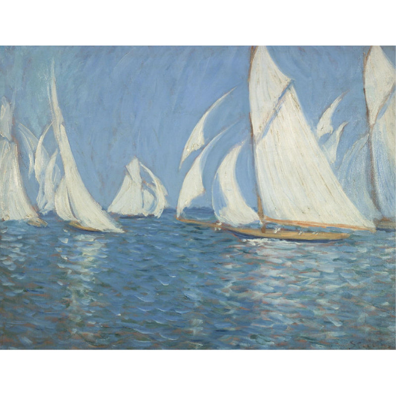 Yacht Racing On The Solent Print by Philip Wilson Steer, 36" H x 47" W, Outdoor