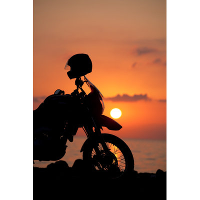 Motorcycle at Sunrise 1 Piece Wrapped Canvas Wall Art
