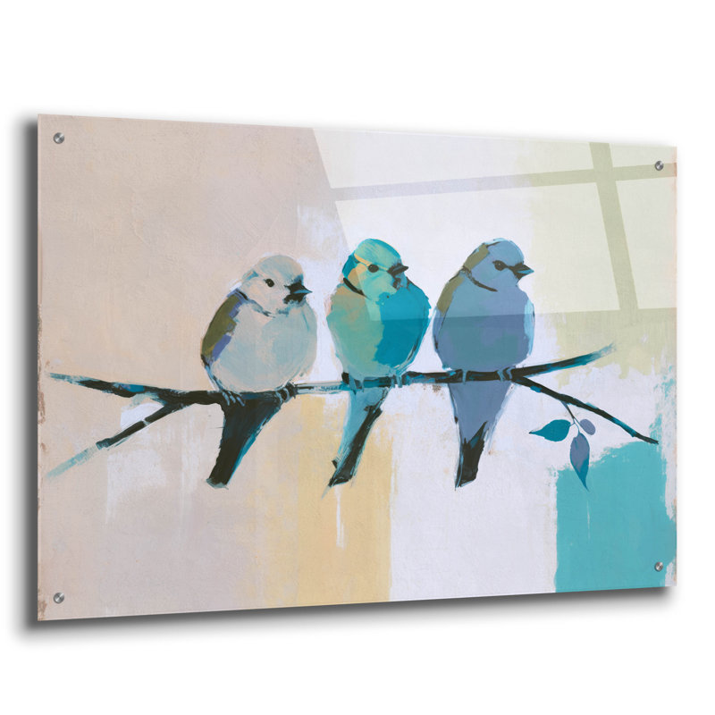 «Whispering Birds» par Svetlana Aleynikova, art mural en verre acrylique, H 24 po x l 36 po x P 0,2 po