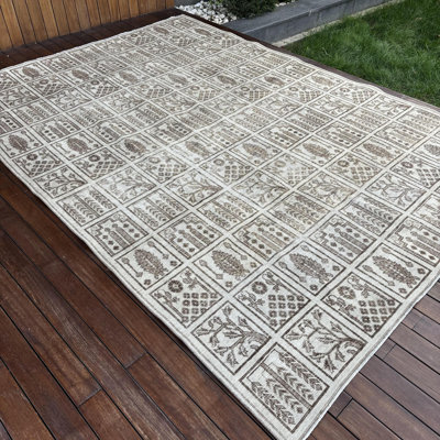 Grand tapis Anatolian beige noué à la main idéal pour les salons avec un design traditionnel turc et des éléments décoratifs rétro