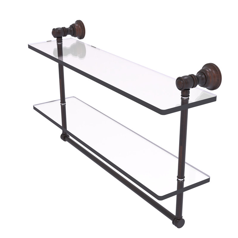 Étagère en verre 2 pièces avec barre à serviettes Freyja, H 5,54 po x l 22 po x P 9,5 po, Bronze vénitien