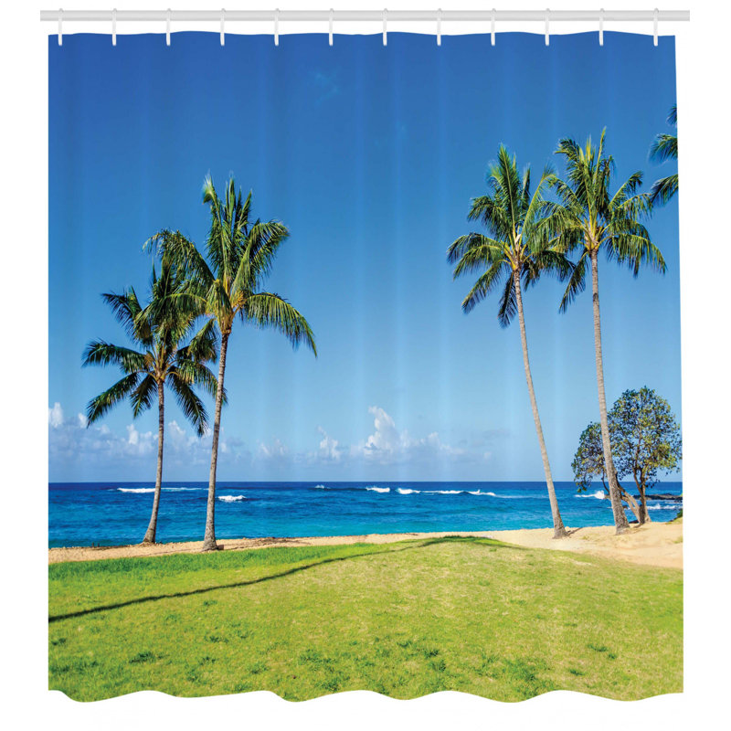 Ensemble de rideau de douche noix de coco Palm Hawaii, H 70 po x l 69 po