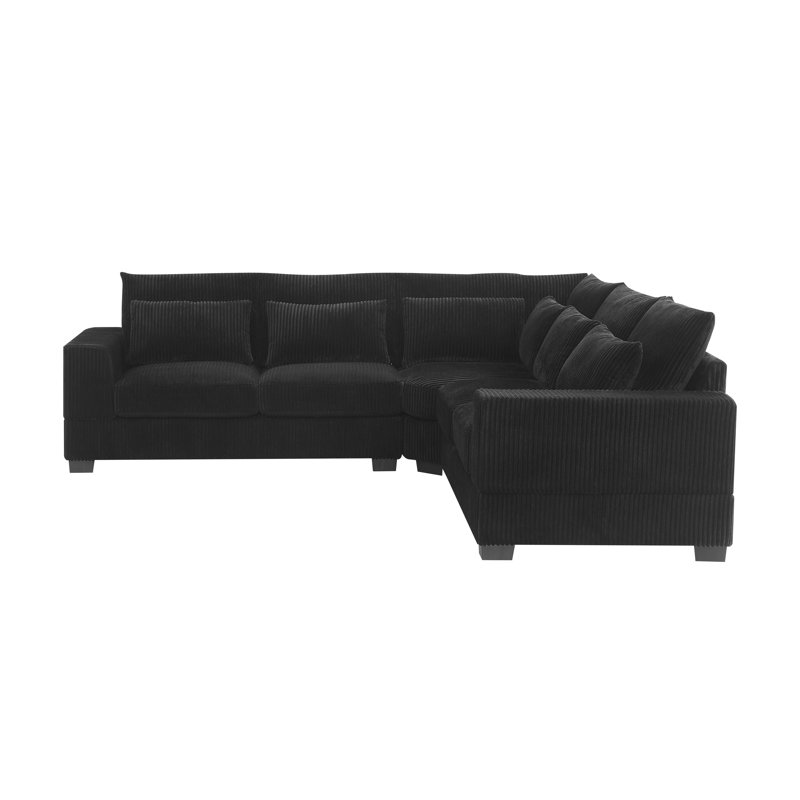 Laguna Modular Corduroy Sectional, Black Corduroy