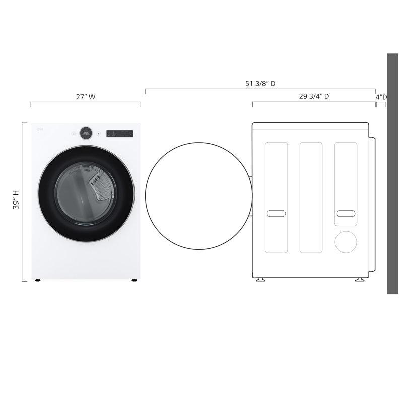 7.4 cu. ft. Ultra Large Capacity Smart Front Load Gas Energy Star Dryer with Sensor Dry & Steam Technology, White