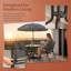 6-Piece Outdoor Dining Set with Patio Umbrella, 4 Folding Chairs, Tempered Glass Table, Steel Frame, Gray