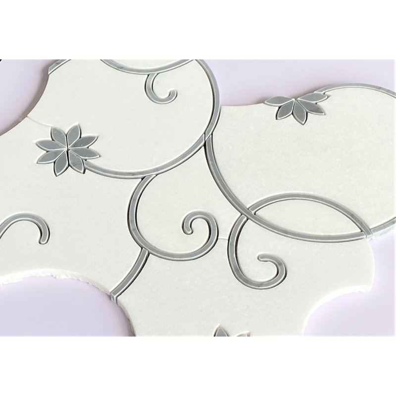 Water Jet Water Jet 14" x 13" Marble Mosaic Tile