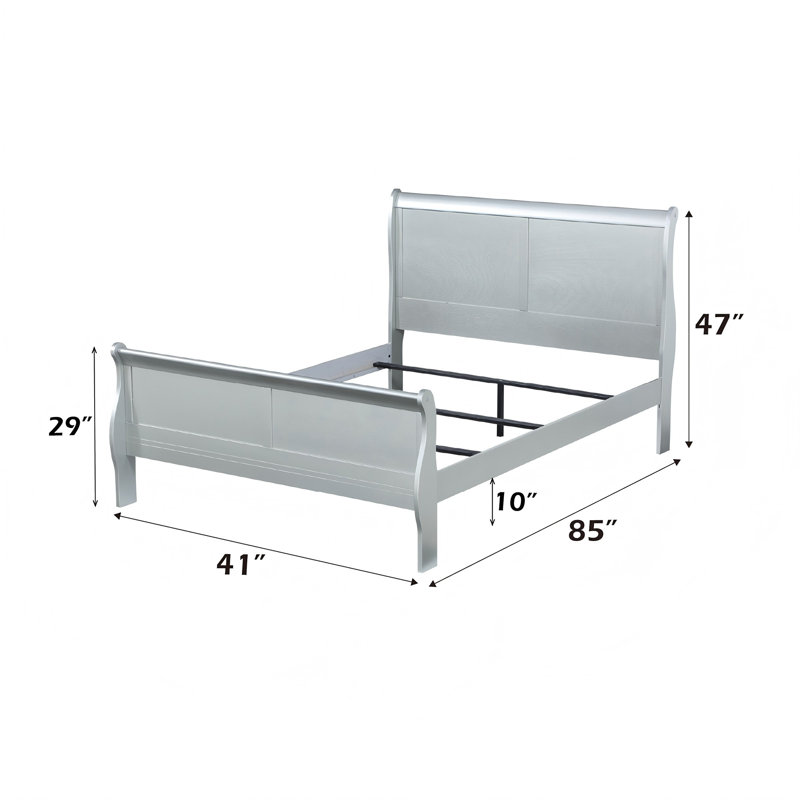 Solid Wood Twin Sleigh Bed in Platinum