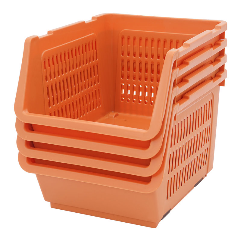 Bacs de rangement empilables rectangulaires 11 "4PCS, Orange