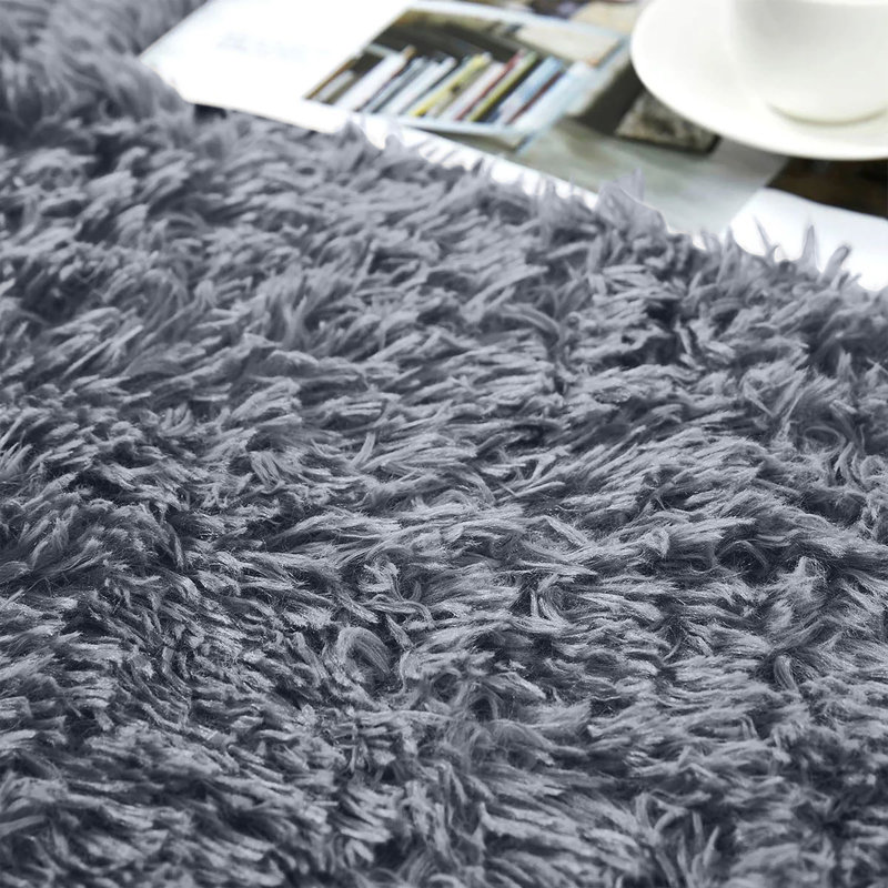 Soft Fluffy Living Room Large Area Rug, Grey, Rectangle 200 x 290 cm