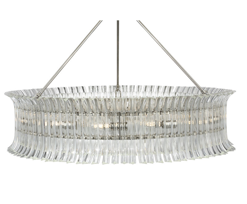 AERIN Rhine 36" Ring Chandelier with Crystal, Polished Nickel