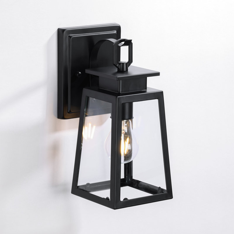Schlesinger Black Steel with Clear Glass Outdoor Wall Light