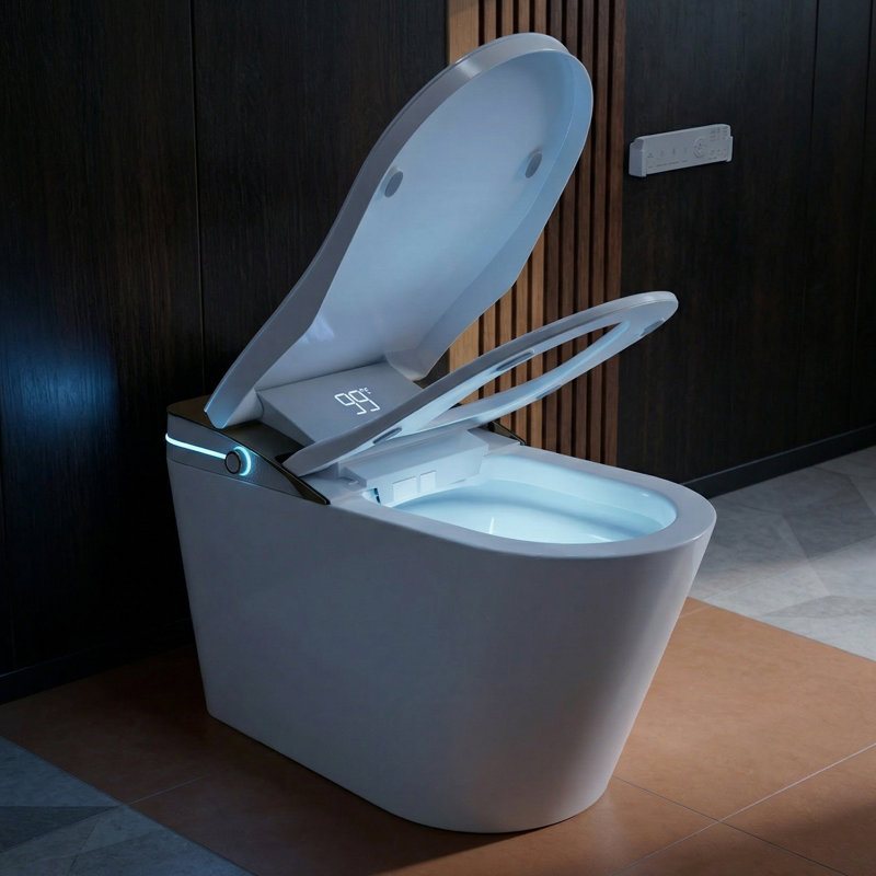 SANOXIS Smart Toilet Bidet Combo, Auto Open/close Lid, Tankless 1.28 Gpf Auto Flush, Heated Seat, Soft- Close, Blackout Flush, Warm Dryer & Wash With Remote Control