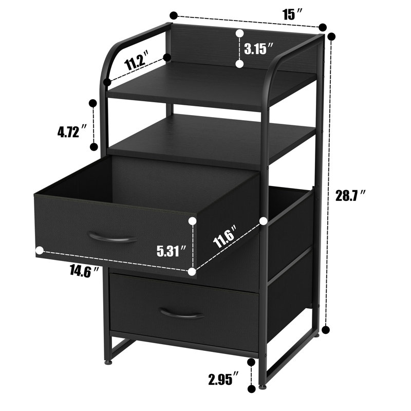 Night Stand With 3 Fabric Drawers And 2 Shelves, End Table Side Table For Bedroom, Bedside Table Storage Organizer For All Age