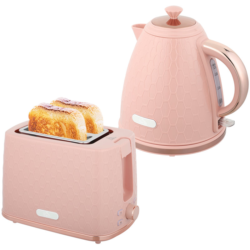 HOMCOM Kettle and Toaster Set 1.7L Kettle & 2 Slice Toaster Set, Pink