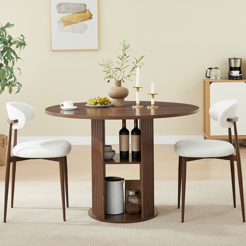 Table de salle à manger ronde 47,24 "avec deux chaises, Noyer, Noyer