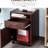 Brown Mobile Storage Cabinet And Printer Stand With Drawer, Ample For Office Items, Compact To Fit Under Desk, 4 Wheels Locking Brakes, - Surface Particle Wood