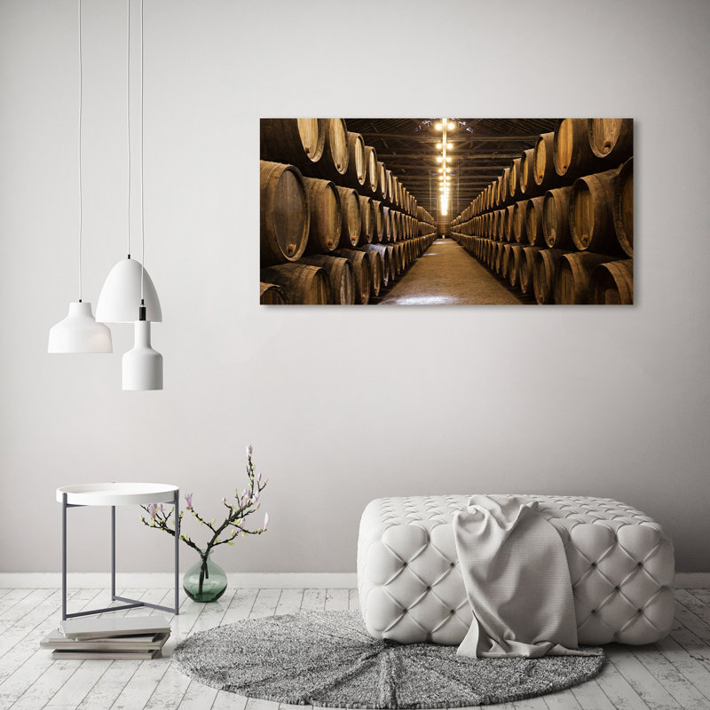 Wine Cellar In Porto - Wrapped Canvas Print, 60cm H x 120cm W x2cm D, Glass
