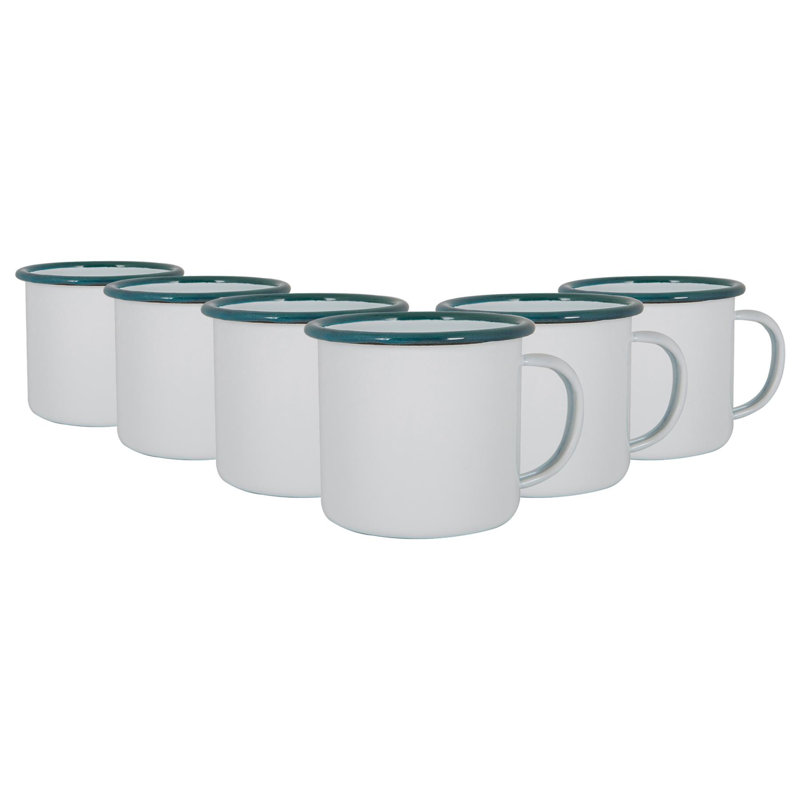Enamelware Camping Mug, White/Green, 6