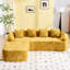 Chenille jaune en forme de L avec éponge à haute élasticité, coussins décoratifs courbés et quatre, couleur douce, stable, petit volume comprimé pour le déplacement, siège mi-doux, s'adapte au mur, à la chambre à coucher