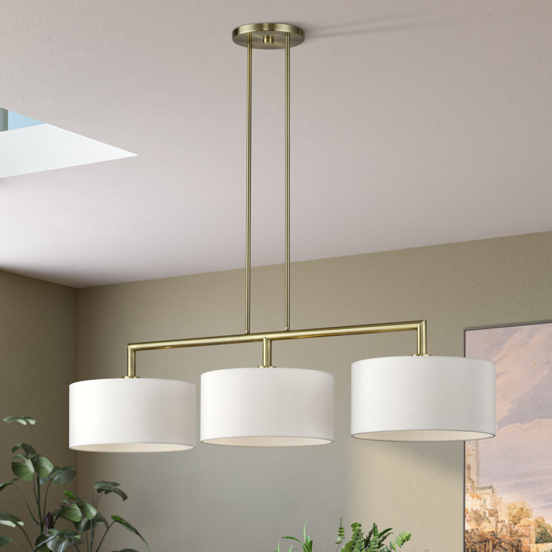 Ackley 3 Light Antique Brass Extra Large Linear Chandelier, Antique Brass