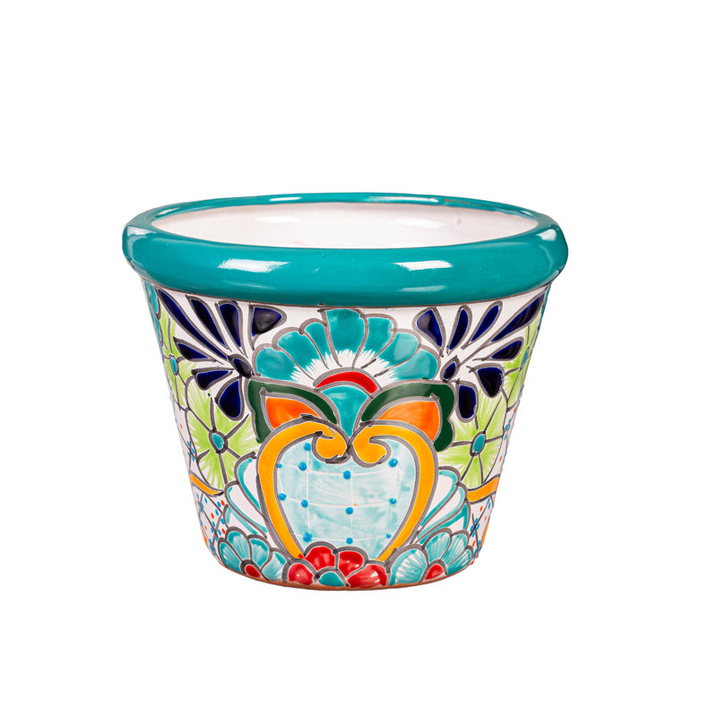 Talavera Planter Green Large, 6.00" H x 8.00" W x 8.00" D
