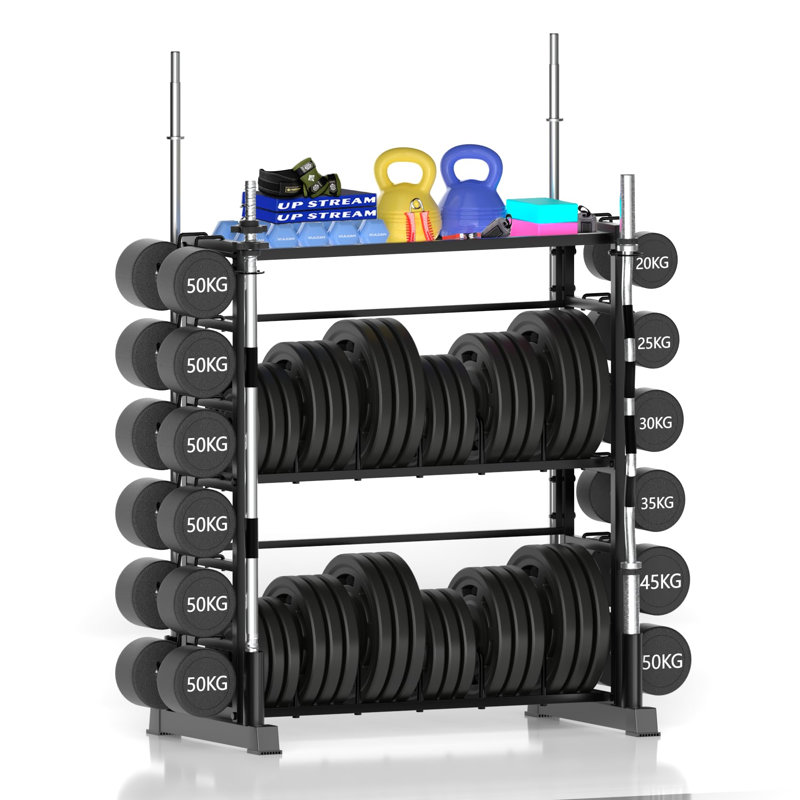Haltère - Support de poids pour gymnase à domicile, poids Peloton pour 2700lbs grand support à 3 niveaux Kettlebell Barbell