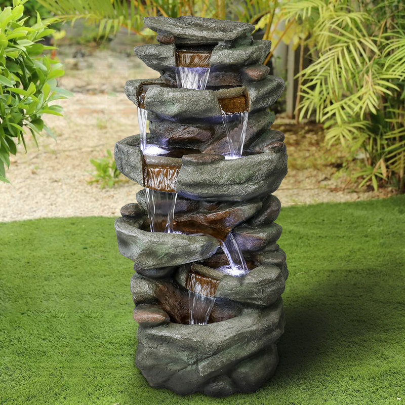 Fontaine d’extérieur en résine avec lumière Housel