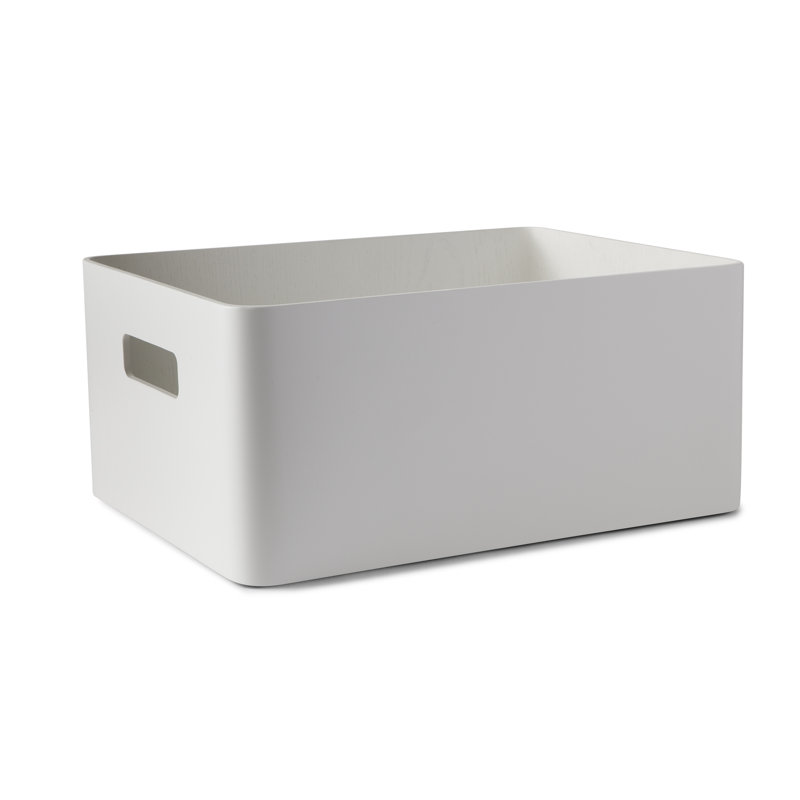 Atipico Solid Wood Decorative Bin, 17.5cm H x 40cm W x 30cm D, Traffic White