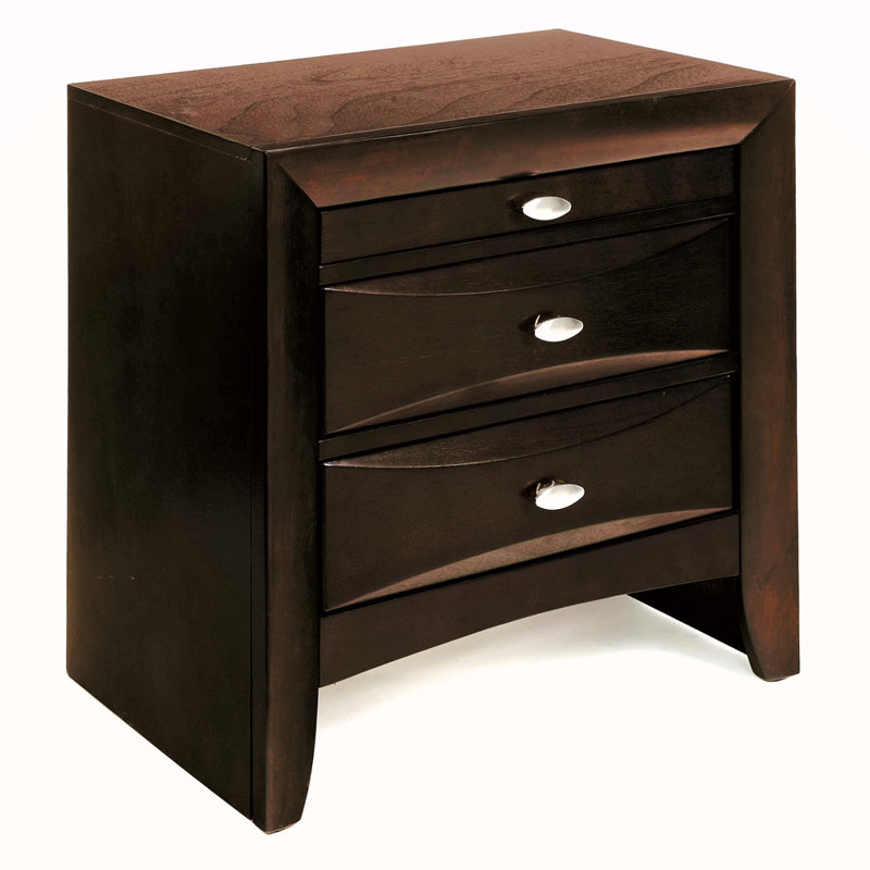Table de chevet avec 2 tiroirs, Espresso
